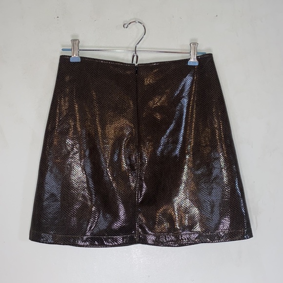 ESQUALO Olive Green/Brown Snake Skin Pattern Mini Skirt-Women’s Sz 6 - Picture 2 of 11